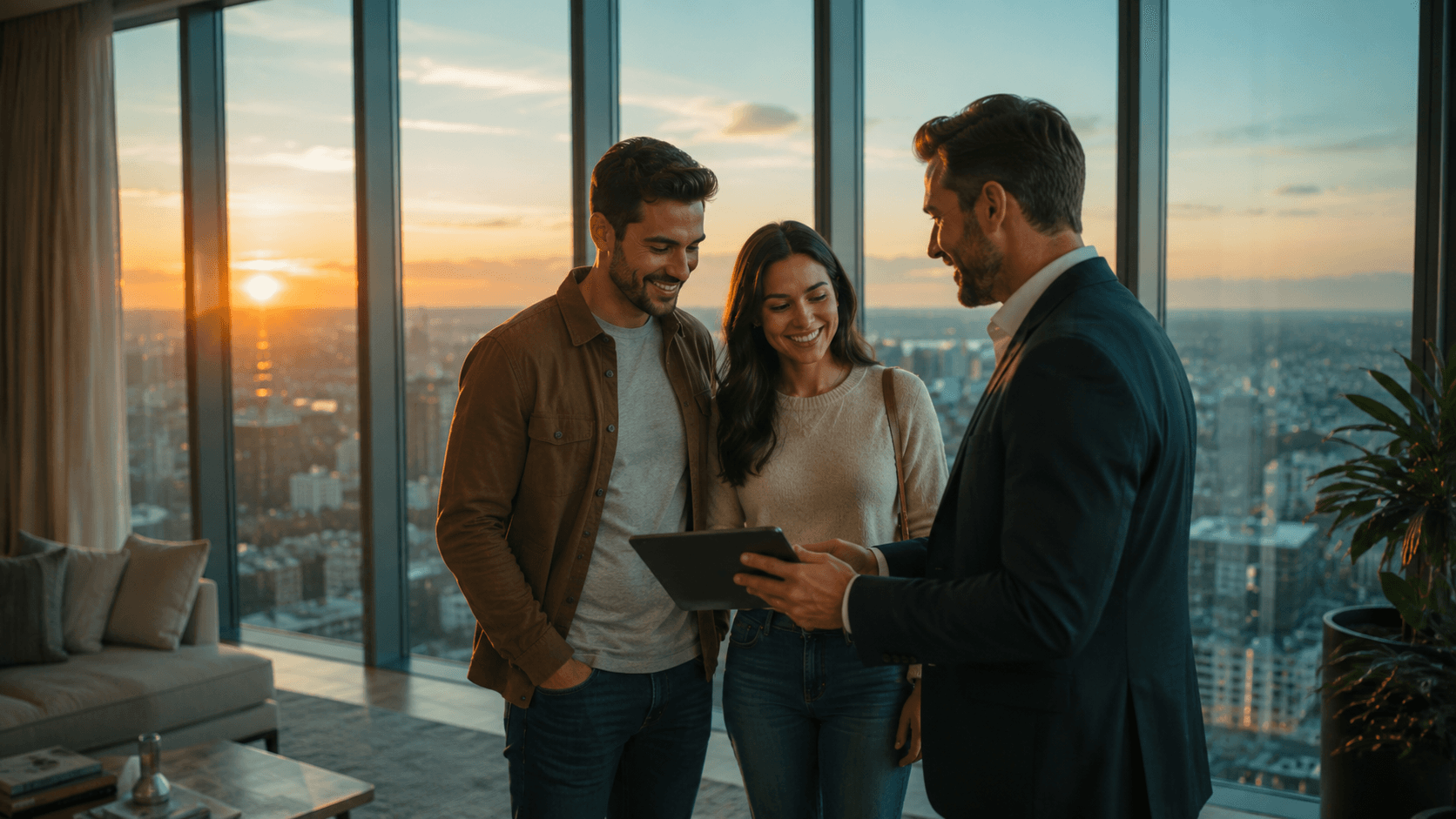 Casal analisando financiamento imobiliário no tablet